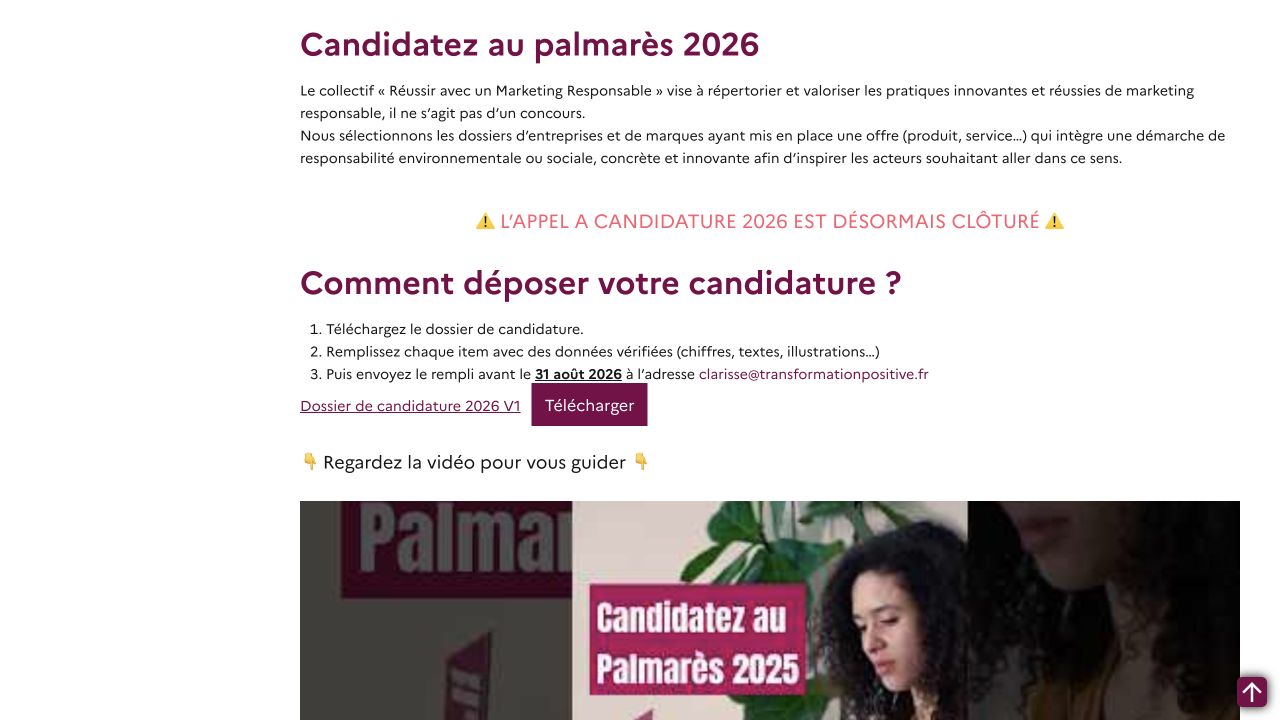 Capture des étapes de candidature 2026